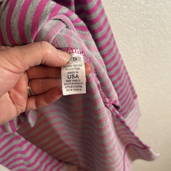 Fresh Produce Pink & Gray Stripe Oversized V Neck Sweatshirt Size Small NWT - Picture 3 of 6